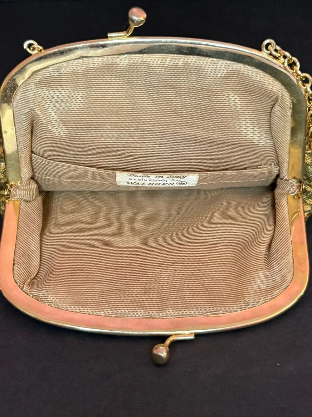 Vintage Walborg Italian Floral Paisley Tapestry Kiss Lock Gold Chain Handbag